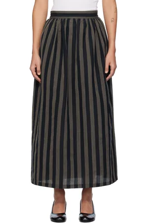 VISVIM Jupe longue noir et gris à rayures