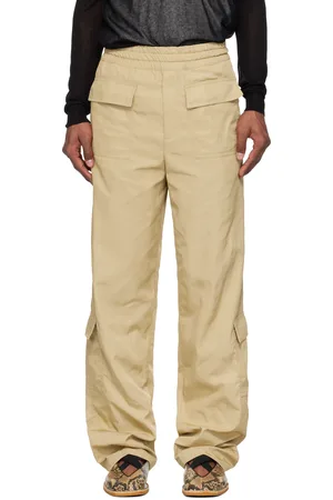 DRIES VAN NOTEN Pantalon cargo beige en sergé