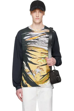 Diesel T-shirt à manches longues droit R2 noir et jaune