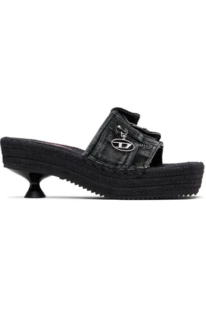 Diesel Sandales à talon Ibiza 40 noires en denim à poche