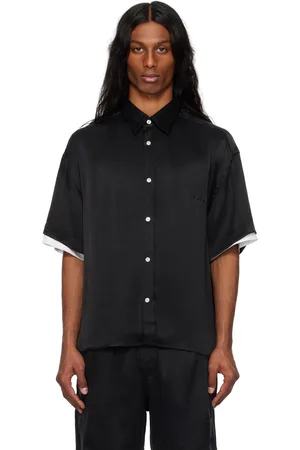 Le PÈRE Chemise à manches courtes étagée noire à boutons
