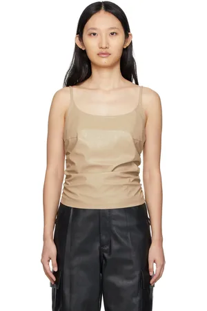 Foundrae Débardeur beige à effet ruché