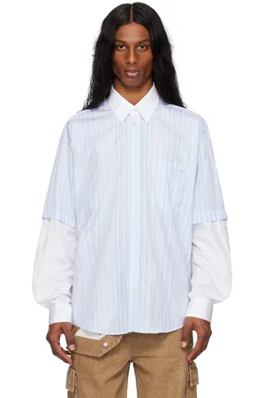 Le PÈRE Chemise bleu et blanc à boutons et à panneaux amovibles