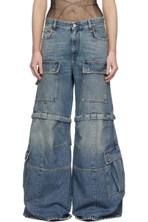 Balenciaga Jean cargo évasé bleu