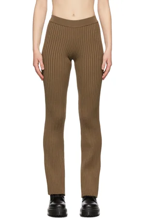 Ami Pantalon de survêtement brun en tricot côtelé