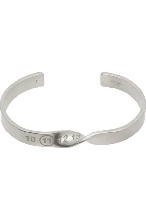 Maison Margiela Bracelet torsadé argenté à logo numérique