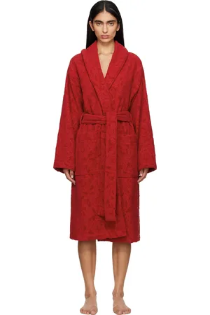 VERSACE Sortie-de-bain rouge à motif Barocco