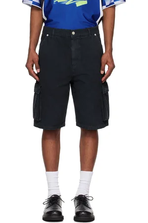 Le PÈRE Short cargo Drover noir à piqures en forme d