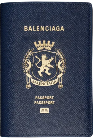 Balenciaga Étui pour passeport bleu en cuir