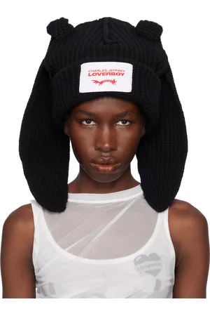 Charles Jeffrey Loverboy Bonnet épais noir à appliqués à oreille de lapin