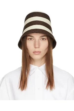 Max Mara Chapeau de plage Orma brun et beige à rayures
