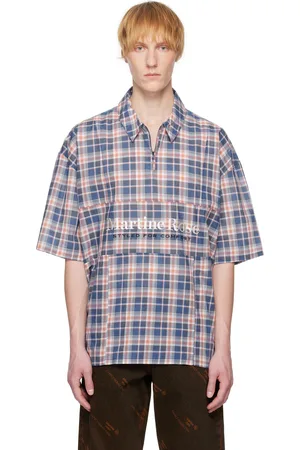 MARTINE ROSE Polo bleu et rouge à glissière