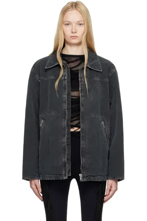 Maison Margiela Blouson de sport noir en canevas