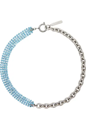 Justine Clenquet Collier ras du cou Shanon argenté et bleu exclusif à SSENSE