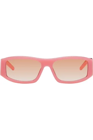 Casablanca Lunettes de soleil rectangulaires rose et orange à branches de style peigne