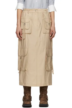 Acne Studios Jupe longue beige à poches cargo