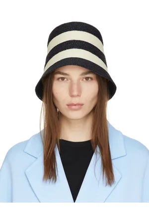 Max Mara Chapeau de plage Orma bleu marine et beige à rayures