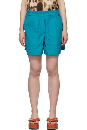 DRIES VAN NOTEN Short bleu en taffetas technique
