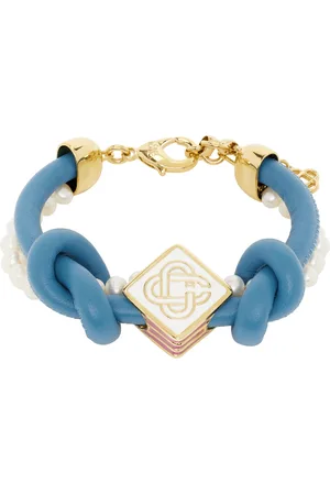 Casablanca Bracelet bleu et blanc à nœuds et à perles