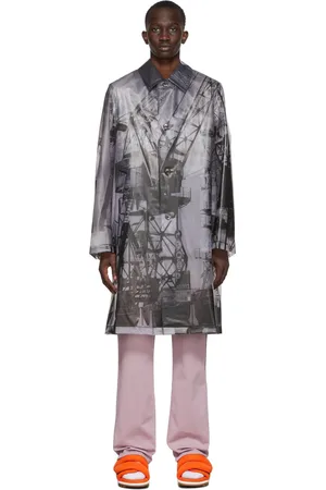 DRIES VAN NOTEN Manteau gris à motif graphique
