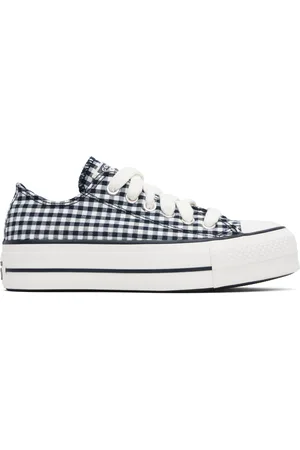 Converse Baskets Chuck Taylor All Star bleu marine et blanc à motif guingan