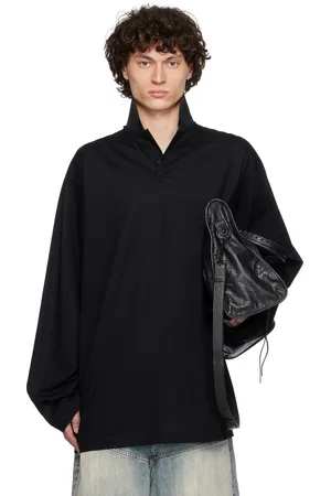 Balenciaga Polo à manches longues noir à logo