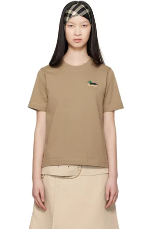 Burberry T-shirt taupe à logo et à image brodés