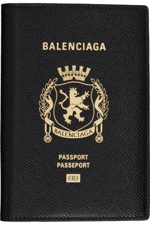 Balenciaga Étui pour passeport noir en cuir