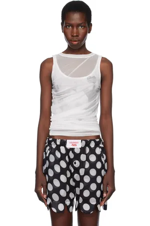 Charles Jeffrey Loverboy Débardeur drapé blanc en filet