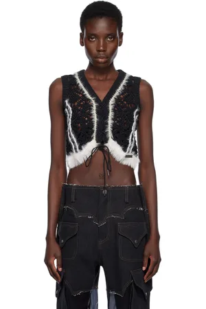 Andersson Bell Gilet western noir en tricot à laçage