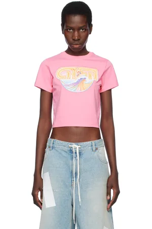 Casablanca T-shirt écourté rose à image