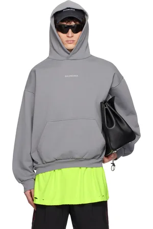 Balenciaga Pull à capuche ample gris en jersey Archetype à logo réfléchissant