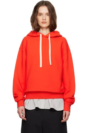 Jil Sander Pull à capuche orange à cordon coulissant