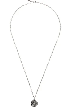 EMANUELE BICOCCHI Collier argenté à pendentif de pièce de monnaie à fleur de lys