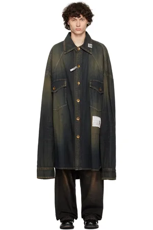 Maison Mihara Yasuhiro Chemise western ample bleu marine en denim