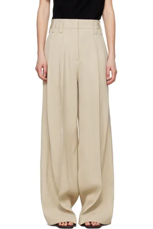 Jil Sander Pantalon ample beige à plis