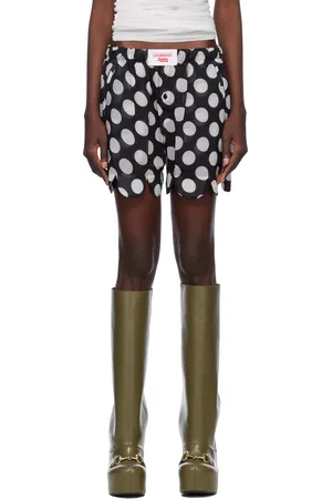 Charles Jeffrey Loverboy Short boxer noir et blanc à bords festonnés