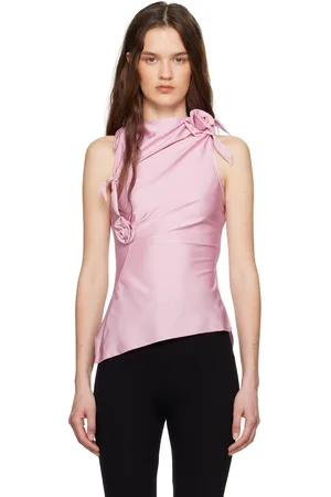 COPERNI Haut asymétrique rose à appliqués floraux