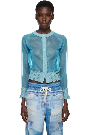 Andersson Bell Cardigan transparent bleu en tricot
