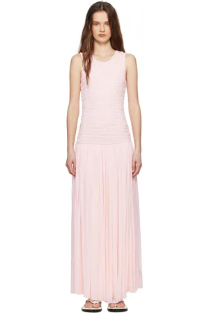 Jil Sander Robe longue rose à bouillons