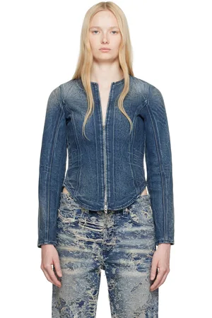 Diesel Blouson Gary bleu marine en denim à effet usé