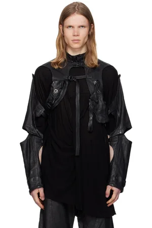 JULIUS Blouson de style harnais Ekso noir en cuir