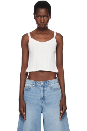 DUNST Camisole sans manches blanche en pointelle