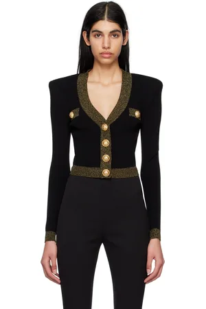 Balmain Cardigan noir à ourlet écourté