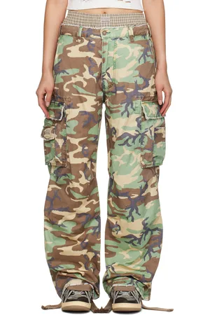 ERL Pantalon cargo kaki à motif camouflage