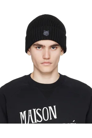 Maison Kitsuné Bonnet noir à écusson à logo de renard