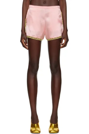 DRIES VAN NOTEN Mini short rose en soie