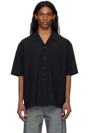 Solid Chemise noire en popeline de nylon