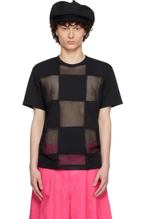 Comme des Garçons T-shirt noir en filet et en piqué de polyester