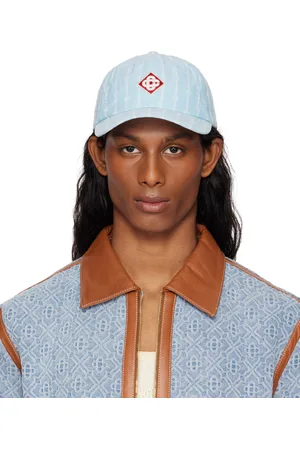 Casablanca Casquette bleue à écusson à logo et à rayures à feuilles de laurier